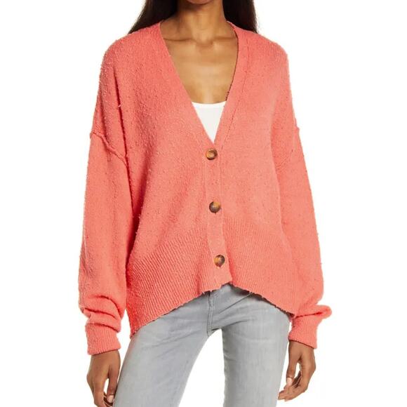 Free People Found My Friend Cardigan in Coral Orange Size S - Picture 1 of 7